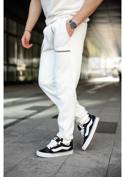 Ekru Şerit Detaylı Jogger Eşofman Altı E6581