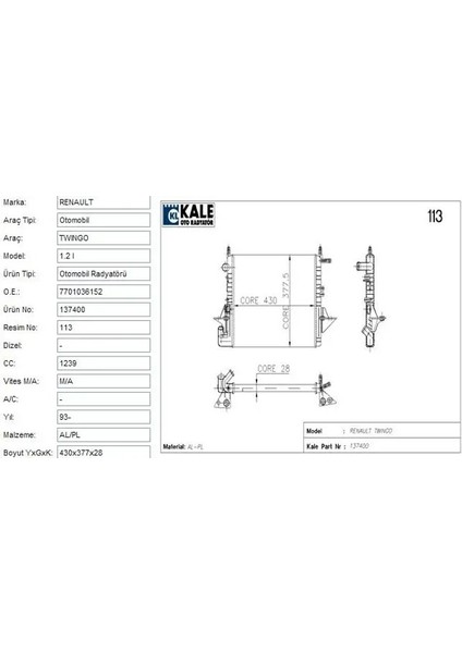 0523232AL Motor Radyatoru