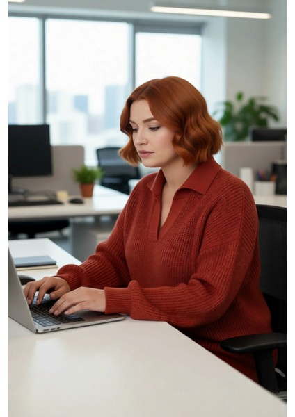 Kadın Düşük Kol Polo Yaka Selanik Örgü Kalın Akrilik Triko Kazak Kış Için Basic Şıklık Kaliteli fırsatları