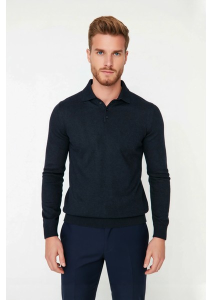 Erkek Smart Polo Yaka Triko Kazak Fitted Kalıp Uzun Kollu Günlük Tarz Için Ideal Seçim Kaliteli