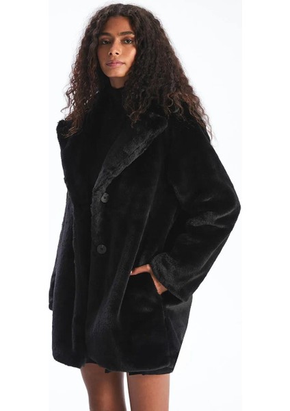 Ceket Yaka Kadın Pelüş Kaban (W5)