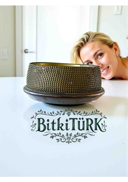 Beton Saksı ve Altlığı 12×21CM Bonsai&çiçek Saksısı