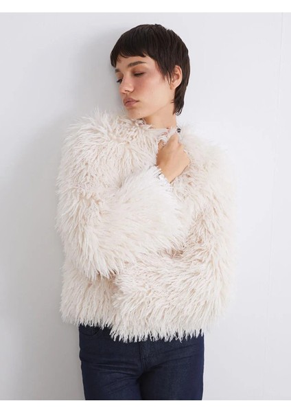 Bisiklet Yaka Kadın Kürk Mont (W5)