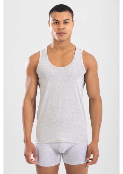 Erkek Pamuklu Klasik Regular Düz Atlet Gri Melanj fırsatları