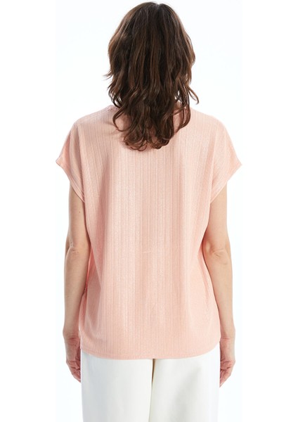 Yeni Sezon V Yaka Parlak Görünümlü Kadın Tişört fırsatları