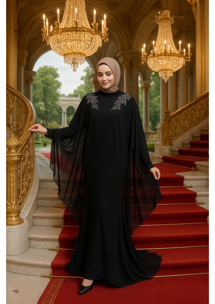 Panço Detaylı Siyah Tesettür Abaya 25908S indirimleri