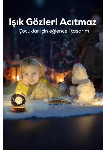 Ahşap Tabanlı Satürn Kız Figürlü LED Işıklı Küre fiyatları