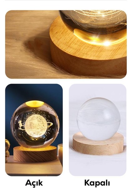 Ahşap Tabanlı Satürn Kız Figürlü LED Işıklı Küre indirimleri
