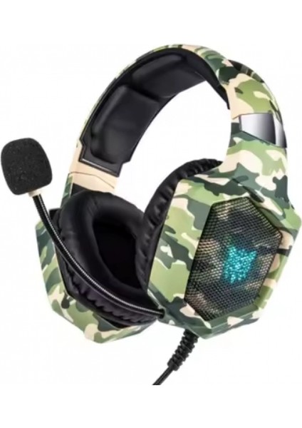 Yeşil K8 Gamıng Kamuflaj Kulaklık