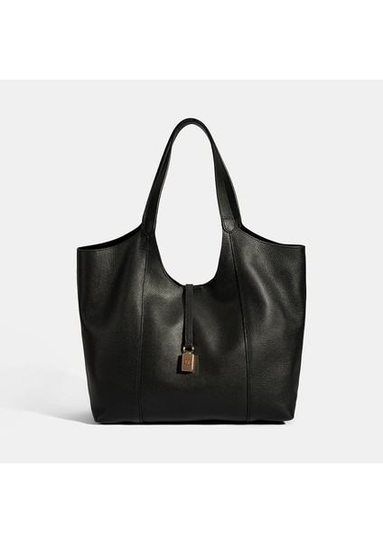 Kadın Siyah Deri Hobo Çanta
