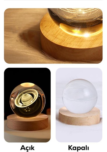 Ahşap Tabanlı Satürn Figürlü LED Işıklı Küre indirimleri