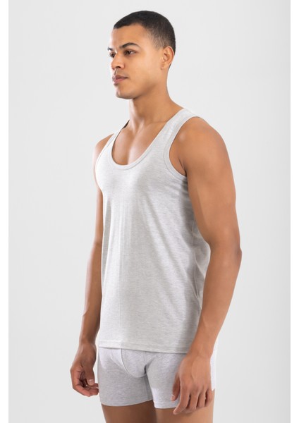 Erkek Pamuklu Klasik Regular Düz Atlet 3'lü Paket Gri Melanj fiyatları