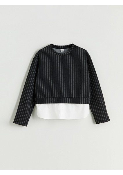Yeni Sezon Bisiklet Yaka Kız Çocuk Sweatshirt