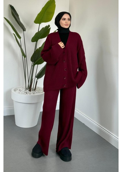 Galata Fitilli Hırka Takım Bordo