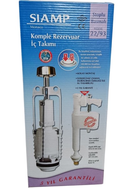 22/93 Stoplu Basmalı Rezervuar Iç Takımı | Su Tasarrufu ve Kolay Montaj