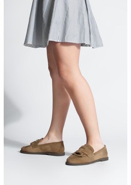 Kadın Loafer Püsküllü Günlük Ayakkabı Petlin Taba Süet fırsatları