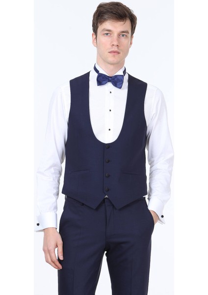 Saks Slim Fit Kelebek Yaka Klasik Yelek