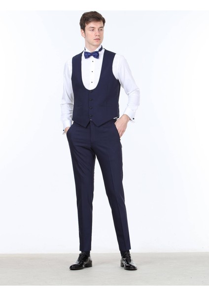 Saks Slim Fit Kelebek Yaka Klasik Yelek