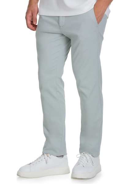 Gri Regular Fit Yandan Cepli Kanvas Pantolon