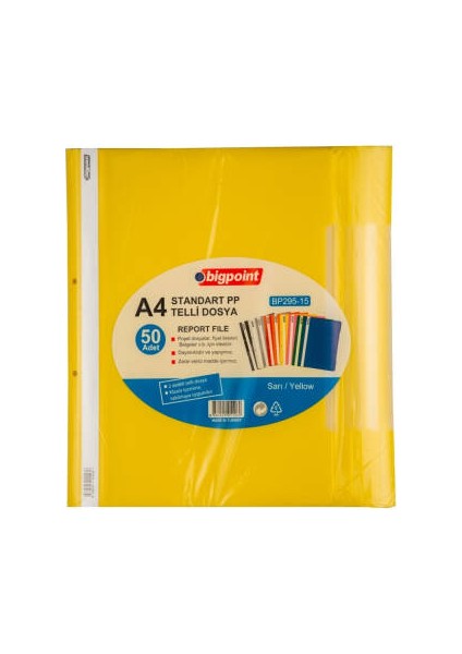 Telli Dosya, 10 Adet, 50'li Paket, Standart, A4, Sarı fiyatları
