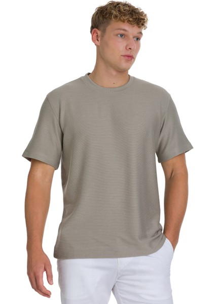 Haki Regular Fit Bisiklet Yaka Basic Tişört