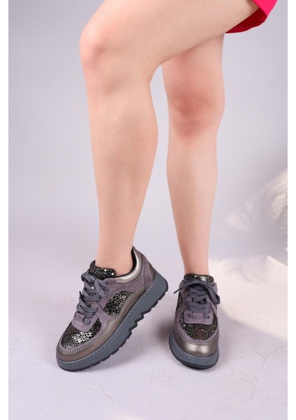 Lily Süet Cilt Garnili Sneakers Platin indirimleri