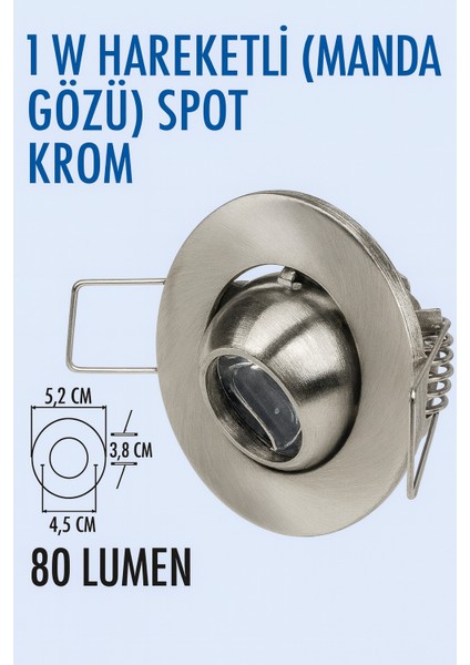 1W Hareketli Manda Gözü Krom Spot Mavi Mavi