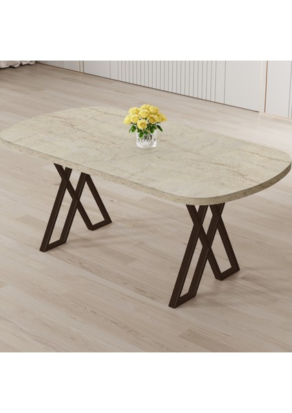 Kaye Serisi MDF 90X168 Traverten Mutfak Masa Takımı 4 Cappucino Sandalye fiyatları