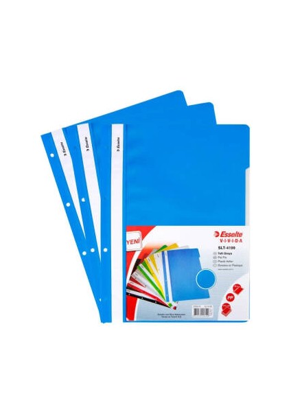 Telli Dosya, 10 Adet, 50'li Paket, A4, 4 Delikli, Mavi modelleri