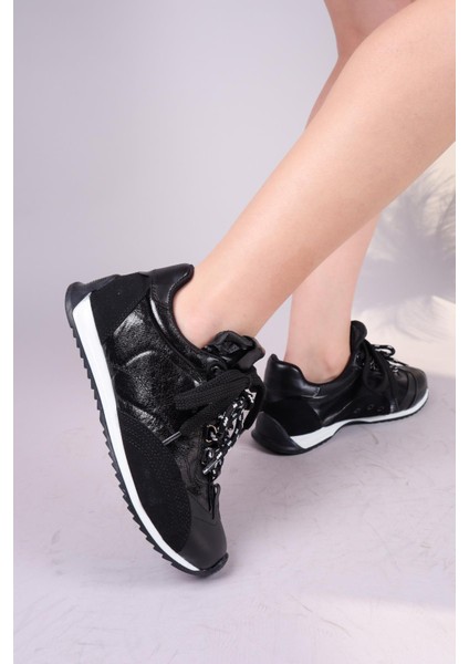 Salta Çift Bağcıklı Garnili Sneakers Siyah