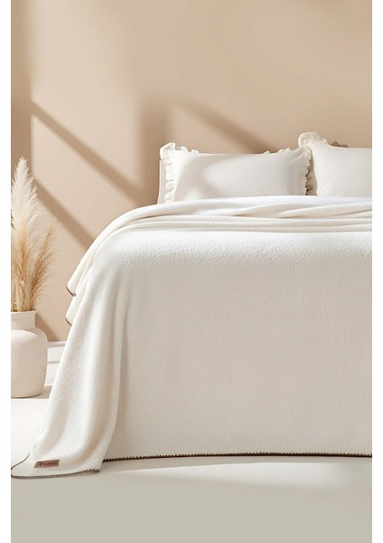 Krem Valencia Sherpa Tek Kişilik Peluş Battaniye