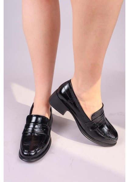 Melrose Kroko Desenli Loafer Siyah indirimleri