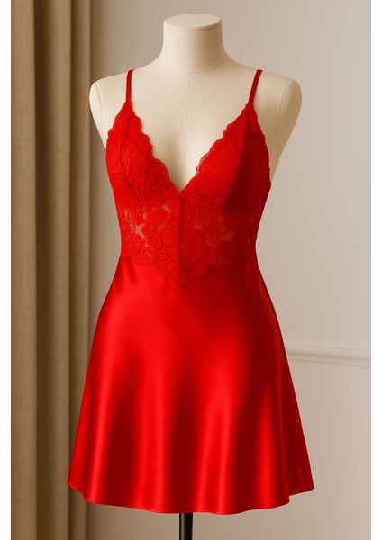 Saten Gecelik Kırmızı modelleri