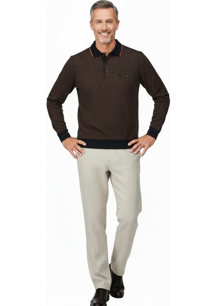 Erkek Kışlık Polo Yaka Kazak Pamuklu Örme Klasik Pıtırcık Selanik Düğmeli Fleto Cepli Rahat indirimleri