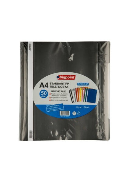 Telli Dosya, 10 Adet, 50'li Paket, Standart, A4, Siyah fiyatları