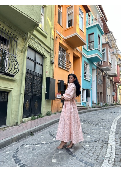 Tesettür Somon Papatya Kloş Poplin Elbise indirimleri