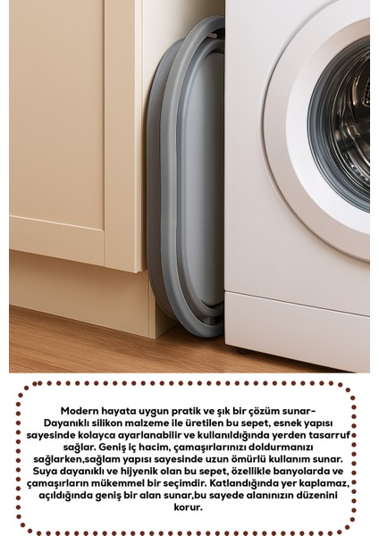 L-00959-2 Akordiyon Katlanır Sepet Katlanabilir Çamaşır Sepeti Orta Boy Katlanır Çamaşır Sepeti 18LT modelleri