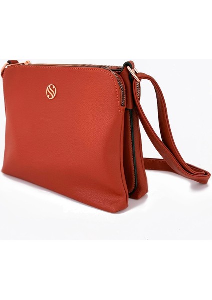 Kadın Suni Deri Ayarlanabilir Çapraz Askılı 4 Bölmeli ve Metal Fermuarlı Omuz Çantası Taba fiyatları