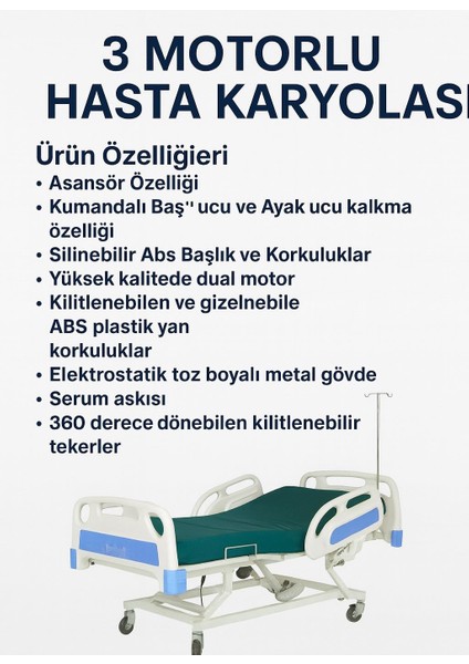 3 Motorlu Full Abs Hasta Karyolası
