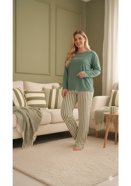 Yeşil Büyük Beden Pijama Takımı