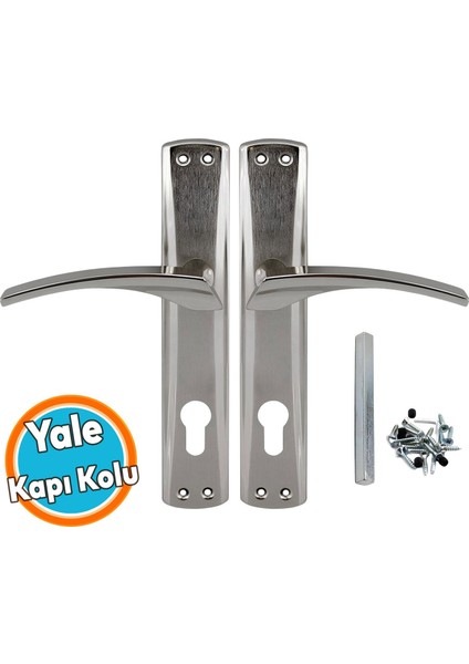 Kapı Kolu Nikel Inox Dış Kapı Kolu Yale Aynalı Sağa Sola Uygun Ön Arka Dış Kapısı 1 Takım
