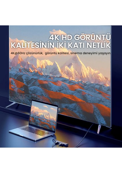 Type-C PD100W 5 Portlu 4K 30Hz HDMI 100MBPS Ethernet USB 2.0 + USB 3.0 Çoklayıcı Hub fırsatları