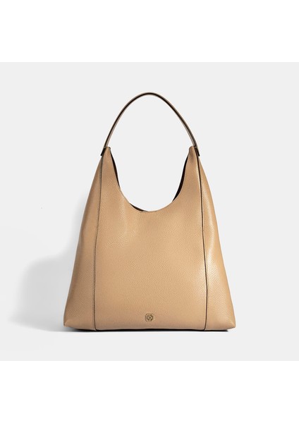 Kadın Bej Deri Omuz Çantası