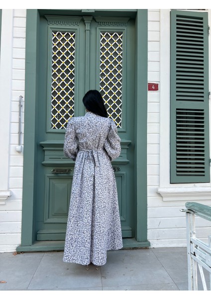 Tesettür Gri Papatya Kloş Poplin Elbise indirimleri