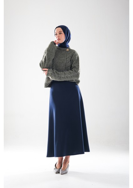 2279_YÜKSEK Bel Tesettür Scuba Kumaş Puf Etek – Gizli Fermuar Kapamalı, Kloş– Günlük ve Şık Kombin fiyatları