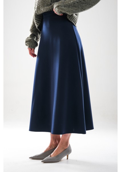 2279_YÜKSEK Bel Tesettür Scuba Kumaş Puf Etek – Gizli Fermuar Kapamalı, Kloş– Günlük ve Şık Kombin modelleri