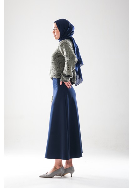 2279_YÜKSEK Bel Tesettür Scuba Kumaş Puf Etek – Gizli Fermuar Kapamalı, Kloş– Günlük ve Şık Kombin indirimleri