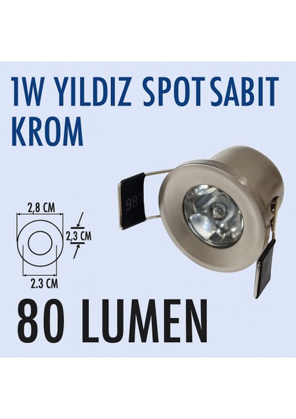 1W Yıldız Spot Sabit Krom Kasa Mavi