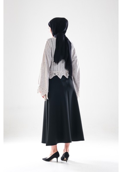 2279_YÜKSEK Bel Tesettür Scuba Kumaş Puf Etek – Gizli Fermuar Kapamalı, Kloş– Günlük ve Şık Kombin fırsatları