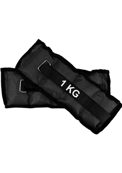 El ve Ayak Bilek Ağırlığı 2x1 kg Kum Torbası Korsesi Ağırlık Kas Güçlendirmek Pilates 1kg Siyah Set